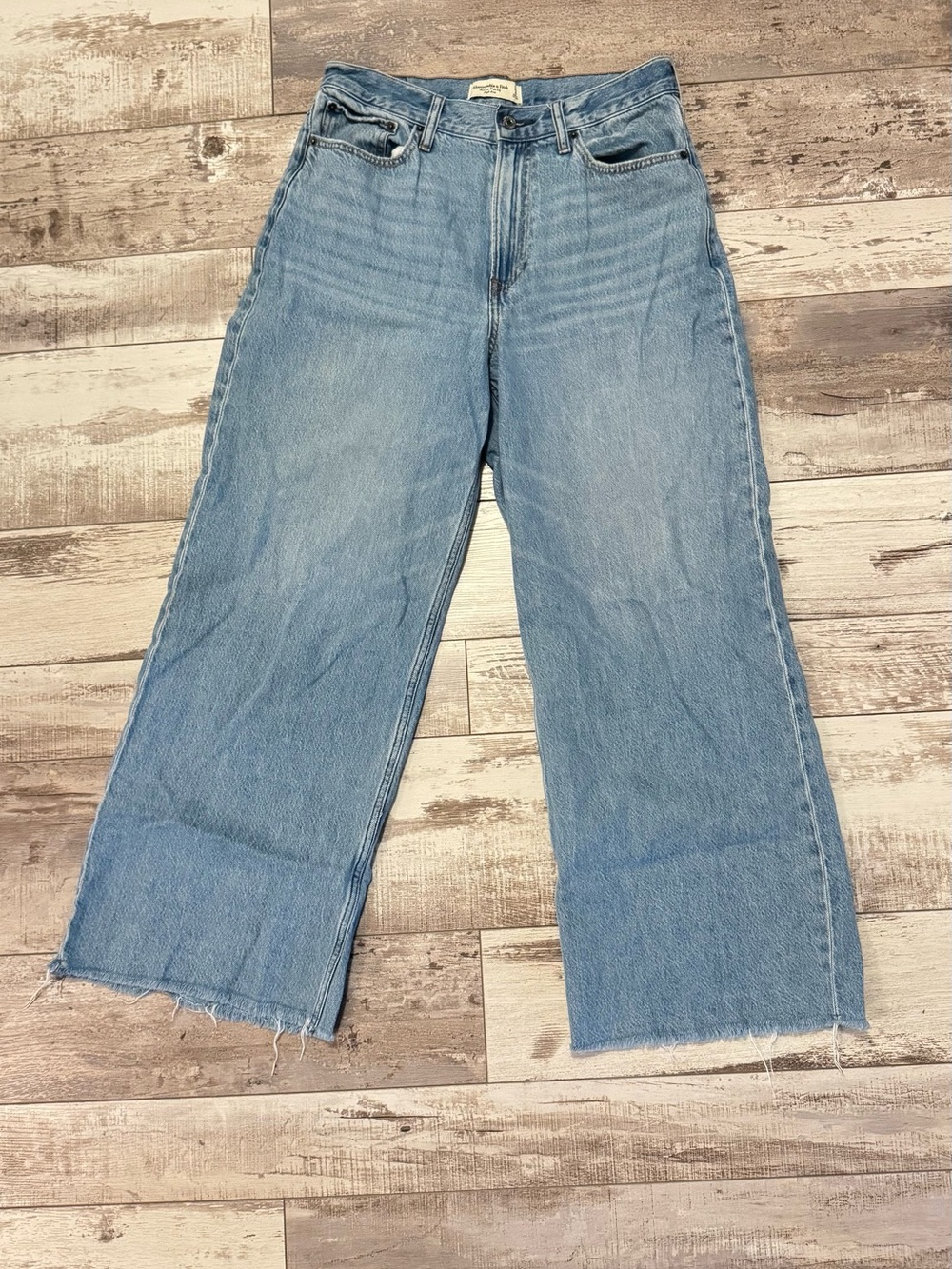 Abercrombie curve love High-Rise Wide Leg Jeans - Light Blue